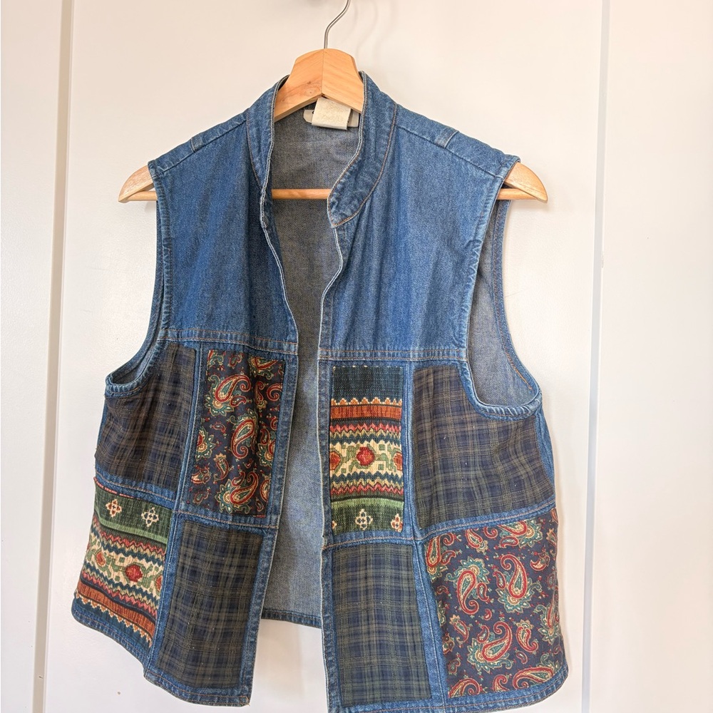 Patchwork Denim Vest